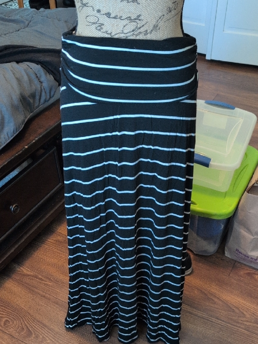 bobeau Black and White Striped Strapless Maxi Dress - Picture 2 of 3